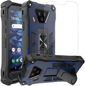 img 4 attached to 📱 Чехол Ailiber с защитной пленкой для Kyocera DuraForce Ultra 5G и DuraForce UW E7110 - магнитное автомобильное крепление, подставка-удерживатель, телефонный чехол военного класса (UW-синий)