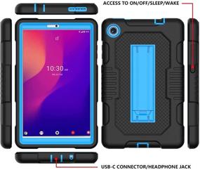 img 2 attached to 📱 JSUSOU Alcatel Joy Tab 2 Case for Tablet 8 inch 2020 Release (Model: 9032Z) - Shockproof Kids Protective Case Cover with Built-in Kickstand, Blue - Compatible with Metrobyt-Mobile Alcatel Joy Tab 2 8" Tablet