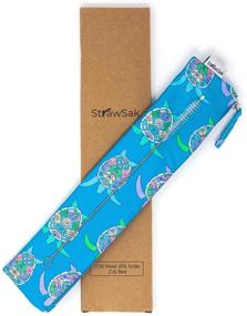 img 4 attached to StrawSak XL Teal Turtle Straw Case - Effortless Cleaning for Reusable Metal, Silicone, and Glass Straws, Cutlery, Silverware, and Utensils