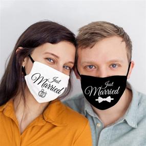 img 2 attached to 💑 Yanghl Just Married Bride and Groom Face Masks - Decorative Wedding Engagement Gift Set of 2