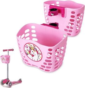 img 4 attached to 🦄 MINI-FACTORY Cute Cartoon Pink Unicorn Scooter Basket for Kids - Front Handler Bar Carrying Basket for Kid Girls