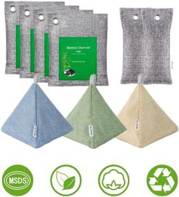 img 3 attached to 9-Pack Activated Bamboo Charcoal Bags for Home, Shoes, Closet: 4 Square (200g), 3 Triangle (200g), 2 Elongated (75g)