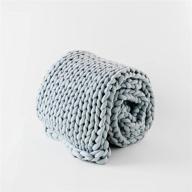 nuzzie 20lb queen knit weighted blanket - sleep cooler & stay comfortable - hand woven chunky knit - breathable cooling feel - light grey logo