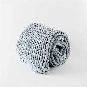img 4 attached to Nuzzie 20lb Queen Knit Weighted Blanket - Sleep Cooler & Stay Comfortable - Hand Woven Chunky Knit - Breathable Cooling Feel - Light Grey
