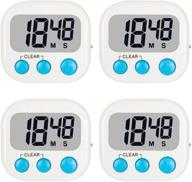 ⏲️ 4 pack magnetic digital timers with loud alarm for kitchen, cooking, classroom, countdown, and more - white logo