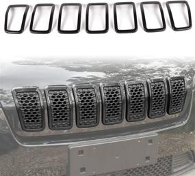 img 4 attached to 🔥 Enhance Your 2019-2020 Jeep Cherokee KL with JeCar Grille Inserts ABS Grill Cover Trim Kit in Black