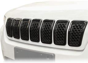 img 3 attached to 🔥 Enhance Your 2019-2020 Jeep Cherokee KL with JeCar Grille Inserts ABS Grill Cover Trim Kit in Black