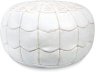 🪑 ikram design moroccan leather pouf: stylish arch design in white, 22x14-inch logo