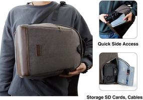 img 3 attached to 🎒 Водонепроницаемый камерный рюкзак из коричневого холста с дождевым чехлом и держателем для штатива - BAGSMART сумка для цифровых зеркальных фотоаппаратов DSLR SLR подходит для ноутбука 13,3 дюйма для мужчин и женщин