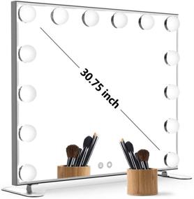 img 4 attached to 💡 Nitin Touch Control Hollywood Lighted Vanity Mirror - Silver Finish, Tabletop/Wall Mounted Makeup Mirror with Lights