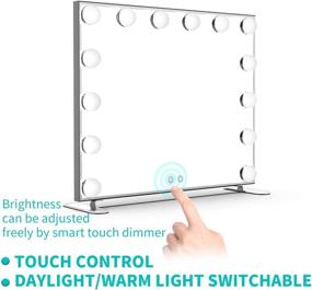 img 2 attached to 💡 Nitin Touch Control Hollywood Lighted Vanity Mirror - Silver Finish, Tabletop/Wall Mounted Makeup Mirror with Lights