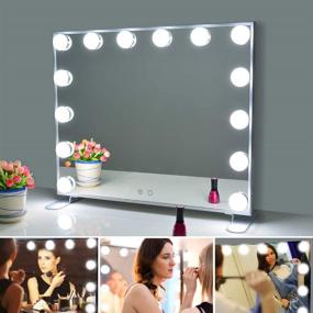 img 1 attached to 💡 Nitin Touch Control Hollywood Lighted Vanity Mirror - Silver Finish, Tabletop/Wall Mounted Makeup Mirror with Lights