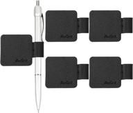 🖊️ procase pen loop holder (5 pack) for notebooks journals planners tablet case - self adhesive leather pencil holder with elastic loop for pens, apple pencil, stylus pen, black logo