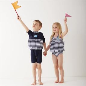 img 2 attached to Splash About Adjustable Buoyancy Swimwear Float Suit, Navy &amp; White Stripe, Ages 2-4
