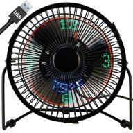 lichamp small desk fan: 7 inch metal frame with clock 🕒 and temperature display - usb powered electric cooling fan with led flashing display logo