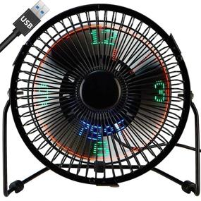img 4 attached to Lichamp Small Desk Fan: 7 Inch Metal Frame with Clock 🕒 and Temperature Display - USB Powered Electric Cooling Fan with LED Flashing Display