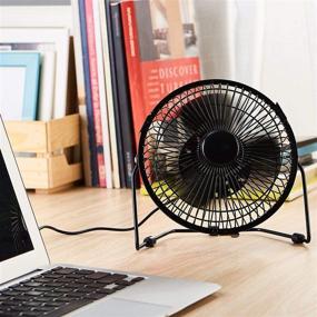 img 2 attached to Lichamp Small Desk Fan: 7 Inch Metal Frame with Clock 🕒 and Temperature Display - USB Powered Electric Cooling Fan with LED Flashing Display