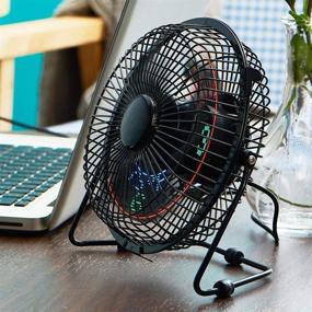 img 3 attached to Lichamp Small Desk Fan: 7 Inch Metal Frame with Clock 🕒 and Temperature Display - USB Powered Electric Cooling Fan with LED Flashing Display