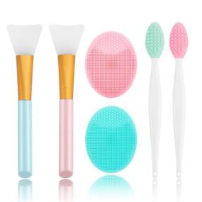 img 4 attached to 🧖 2pcs Silicone Face Scrubber and Exfoliating Lip Brush Set - Facial Cleansing and Blackhead Remover Tools