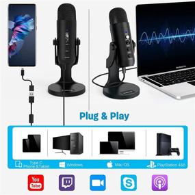 img 3 attached to 🎤 ZealSound USB Микрофон - Конденсаторный компьютерный ПК микрофон с функциональностью Plug & Play для игр на PS4 и PS5. Особенности выхода на наушники, контроля громкости и уровня микрофона, кнопки отключения звука. Идеально подходит для голосовой записи, создания подкастов на YouTube на Mac и Windows. (Черный)