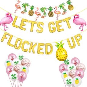 img 4 attached to Hawaii Luau Flamingo Tropical Summer Beach Pineapple Bachelorette Party Banner - Flamingo Bach Bachelorette Party Supplies Decoration Kit