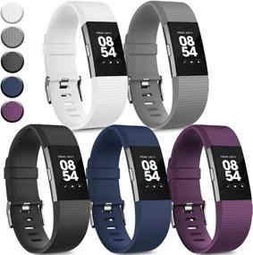 img 4 attached to Набор из 5 спортивных ремешков Amzpas, совместимых с Fitbit Charge 2 Band