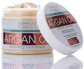img 4 attached to 💆 Advanced Clinicals Argan Oil Anti-Frizz Hair Repair Mask: Hydrating Deep Conditioner for Frizzy, Color-Treated Hair. Enhances Shine & Silkiness. Enriched with Vitamin E & Hyaluronic Acid for Strengthening and Repair. 12 oz