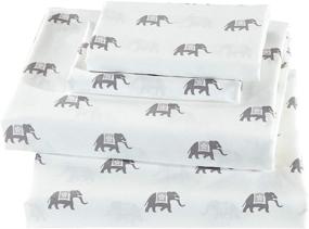 img 2 attached to 🐘 Elephant Grey / White Elephant Full Size Linen Plus Sheet Set with Flat Sheet, Fitted Sheet, and Pillow Cases - Brand New