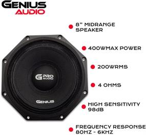 img 3 attached to Улучшите звучание вашего автомобиля с колонками Genius Audio GPRO-M098 8" 400 Вт максимальной мощности - профессиональные средних диапазонов колонки для высококачественного звучания и долговечности