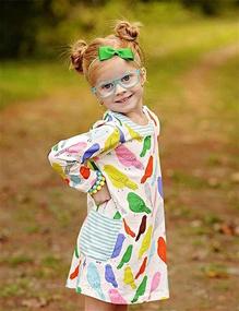 img 3 attached to 👧 Long Sleeve Stripe Cotton Basic Dress for Toddler Girls, Ages 1-7, Ideal for Autumn/Winter