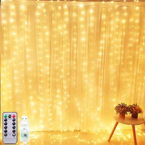 img 4 attached to 🎄 Enhance your Christmas Décor with TURNMEON 300LED Curtain String Lights - Remote Control, Timer, and 8 Modes for Indoor and Outdoor Decoration