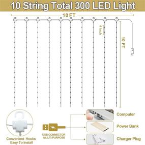 img 1 attached to 🎄 Enhance your Christmas Décor with TURNMEON 300LED Curtain String Lights - Remote Control, Timer, and 8 Modes for Indoor and Outdoor Decoration