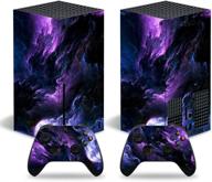 🎮 optimized xbox series x skin stickers and decal – full body vinyl cover for microsoft xbox series x console and controllers in purple cloud shade logo