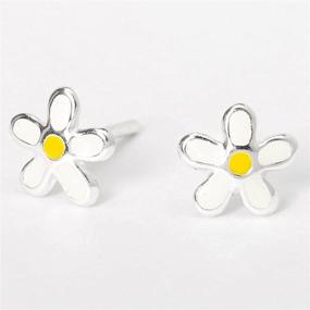 img 1 attached to 🌼 Sophisticated Simplicity: Claire's Sterling Silver Daisy Stud Earrings in White