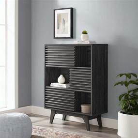 img 4 attached to 📦 Modway Render Charcoal Mid-Century Modern Three-Tier Display Storage Cabinet Stand: Organize in Style!