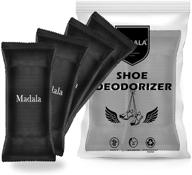 🌿 4-pack bamboo shoe deodorizer inserts - natural odor eliminator, sneaker balls for shoe smell, charcoal air purifying bags - ideal for sneakers, gym bags, lockers, home closet, pet logo