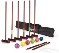 🏑 deluxe croquet set with wooden mallets and colored balls - vintage style for 6 players, includes sturdy carrying bag - ideal for adults & kids, perfect for lawn, backyard, park and more... logo