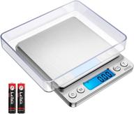 📏 upgraded amir digital kitchen scale: 500g mini pocket jewelry scale with back-lit lcd display, 6 units, 2 trays, auto off, tare, and stainless steel design - batteries included logo