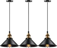 🏭 retro industrial pendant lights for home kitchen and bar: licperron vintage hanging light fixture - 3 pack логотип