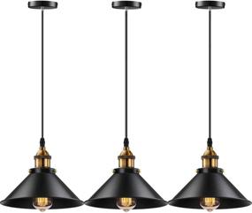 img 4 attached to 🏭 Retro Industrial Pendant Lights for Home Kitchen and Bar: Licperron Vintage Hanging Light Fixture - 3 Pack