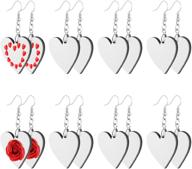 16-piece sublimation earring blanks for diy crafting, mother's day 🏵️ & valentine's gift - mdf sublimation printing earrings in heart shape logo