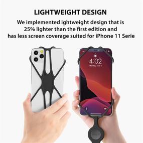 img 2 attached to 📲 Универсальный крестовидный шнурок против потери для телефона Tie 2 для iPhone 12 11 Pro Max Mini - Регулируемый силиконовый шнурок, чехол для телефона 4-6.5" (черный)