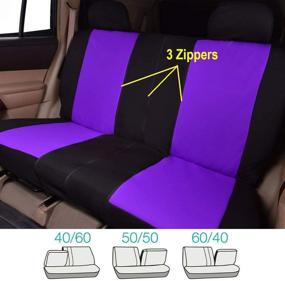 img 1 attached to 💺 Flying Banner 9 PCS Car Seat Covers for Front Seats and Rear Bench - Black/Purple Polyester Cover