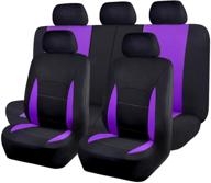 💺 flying banner 9 pcs car seat covers for front seats and rear bench - black/purple polyester cover logo