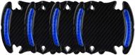 premium 3d carbon fiber car door handle scratch protector - blue (4 pcs) logo