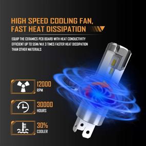 img 1 attached to 🏍️ H4 Motorcycle LED Headlight Bulb by HIMA4X4 - Hi/Lo Beam with Fan, Super Bright 6500K CSP Chips Xenon White Conversion Kit - Quick Installation, Pack of 1