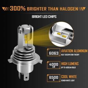 img 2 attached to 🏍️ H4 Motorcycle LED Headlight Bulb by HIMA4X4 - Hi/Lo Beam with Fan, Super Bright 6500K CSP Chips Xenon White Conversion Kit - Quick Installation, Pack of 1