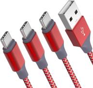 🔌 quntis usb type c charging cable - 3pack 6ft braided usb c to usb a cable for samsung galaxy s9 s8 plus moto z2 lg v30 v20 g5 g6 pixel nintendo switch oneplus 5 nexus 6p - red logo