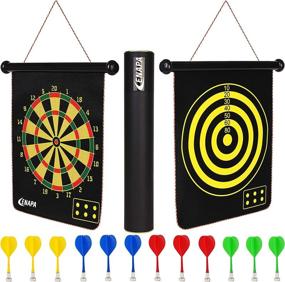 img 4 attached to ENAPA Magnetic Dart Board for Kids - Safe Magnetic Darts - Double Sided Dartboard Game Set with 12 Safety Darts - Fun Indoor and Outdoor Dart Board Game for Boys, Adults, and Kids