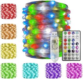 img 4 attached to 🔮 PEIDUO 33Ft 100 LED USB Fairy String Lights - Waterproof Color Changing Sliver Wire Lights with 8 Lighting Modes Remote Control - Perfect for Craft, Bedroom, Ceiling - Ideal for Halloween & Christmas Decoration